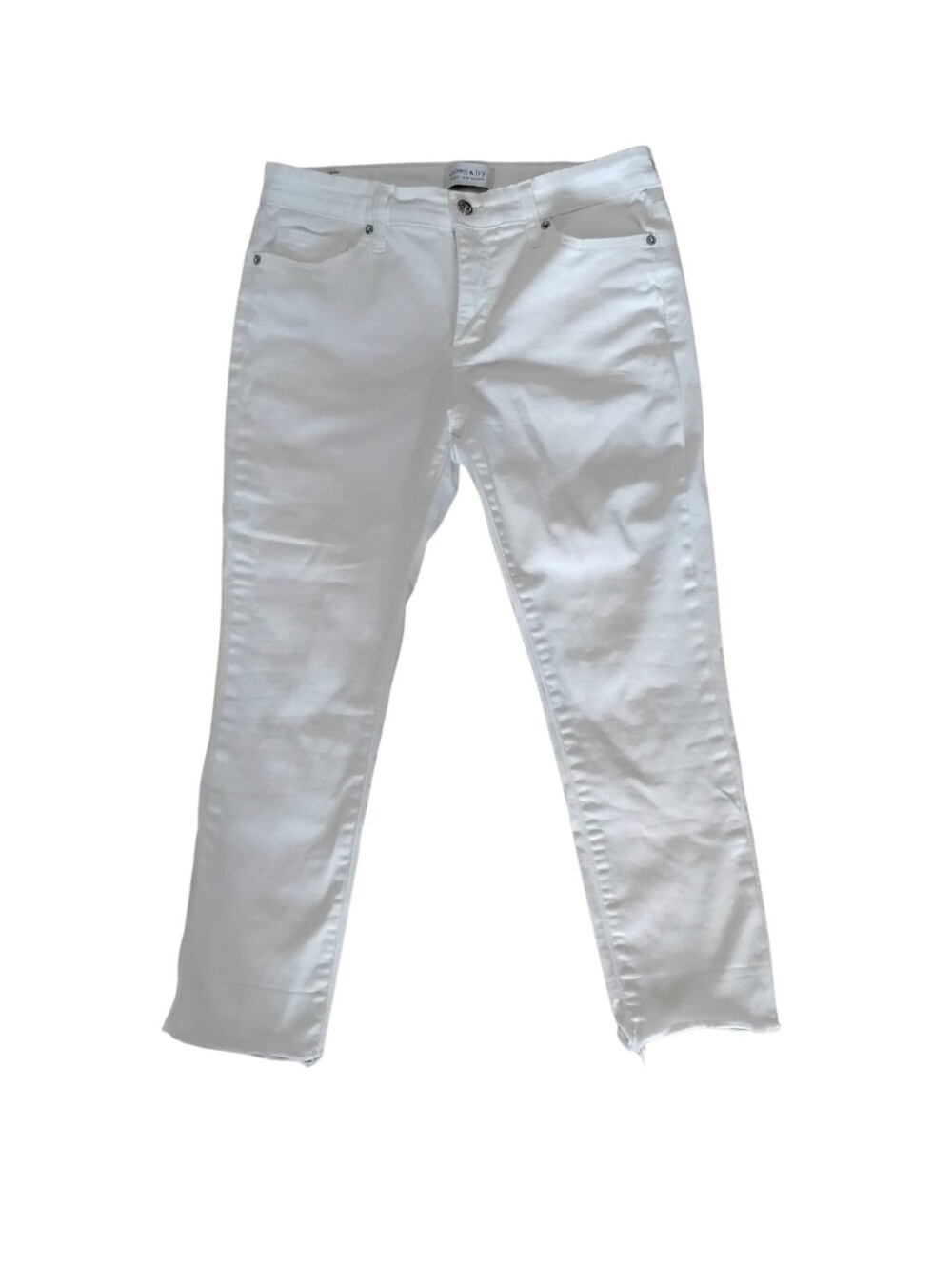 Crown & Ivy High Rise Skinny Crop White Jeans Womens 6 Petite